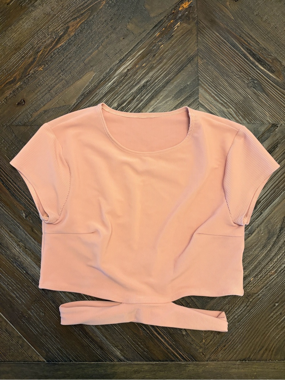 Girls five dance wear pink Ribbed Crop Top with Tie Detail